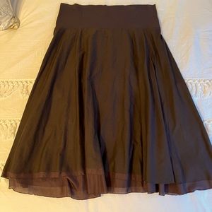 Eileen Fisher 100% Cotton Midi Skirt Brown Sz L